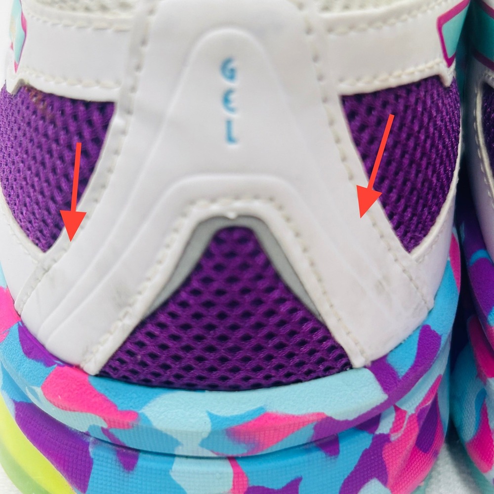 Asics Gel-Frantic 7 Running Shoes Womens 10 White Purple Teal Rainbow Sneakers - Picture 8 of 15